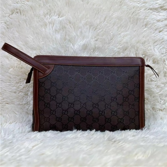 Authentic Gucci Second Bag GG Canvas Leather Brown - Picture 3 of 13